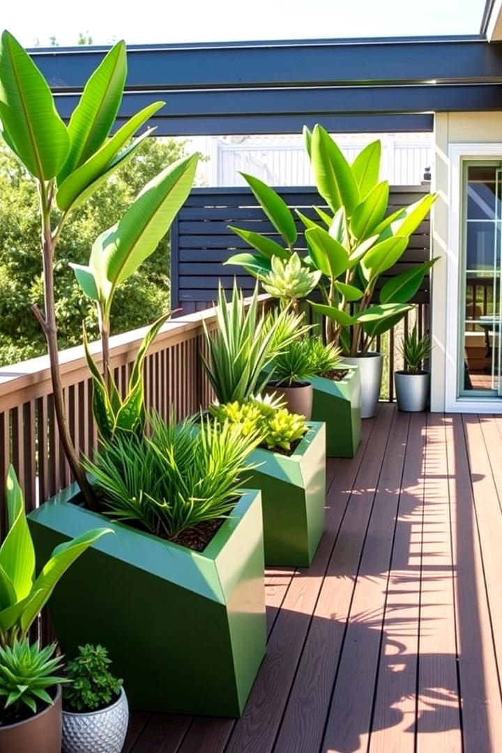 Edgy Green Geometrics - 30 Deck Decorating Ideas With Plants