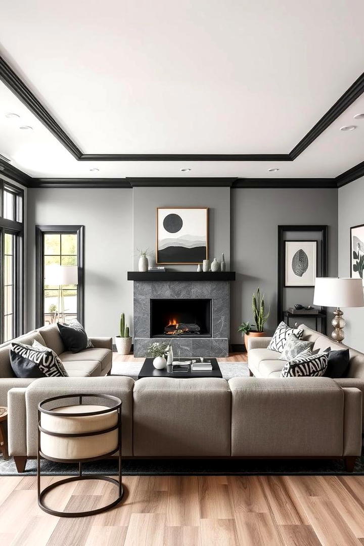 Effortless Style - 30 living room grey walls black trim