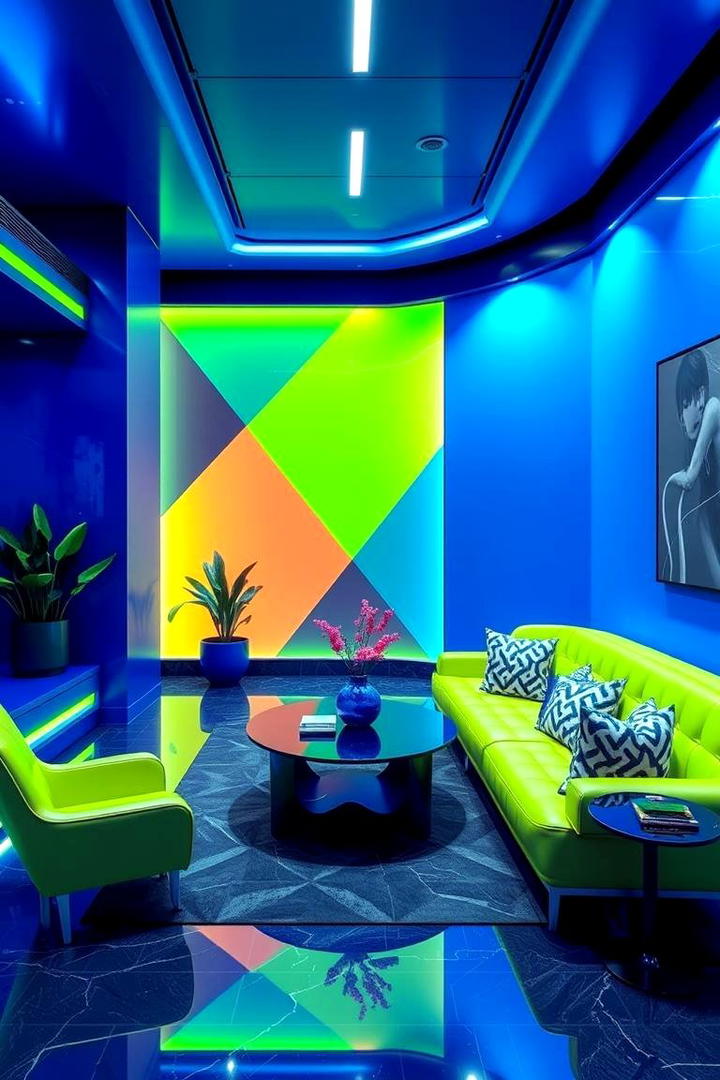 Electric Blue and Neon Green Statement - 30 Blue and Green Color Combos for Decorating