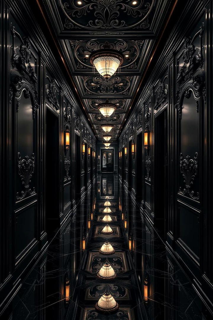 Elegant Art Deco Appeal - 30 Black Hallway Ideas