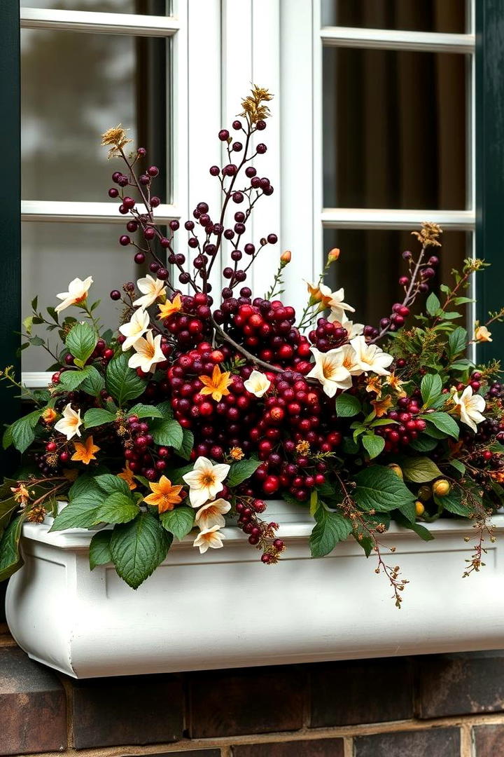 Elegant Berry Display - 30 Fall Window Box Ideas