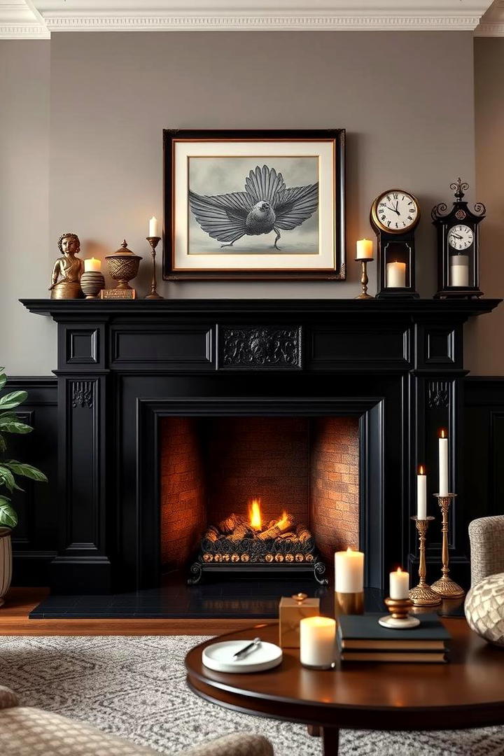 Elegant Black Mantel Decor - 30 Black Fireplace Ideas