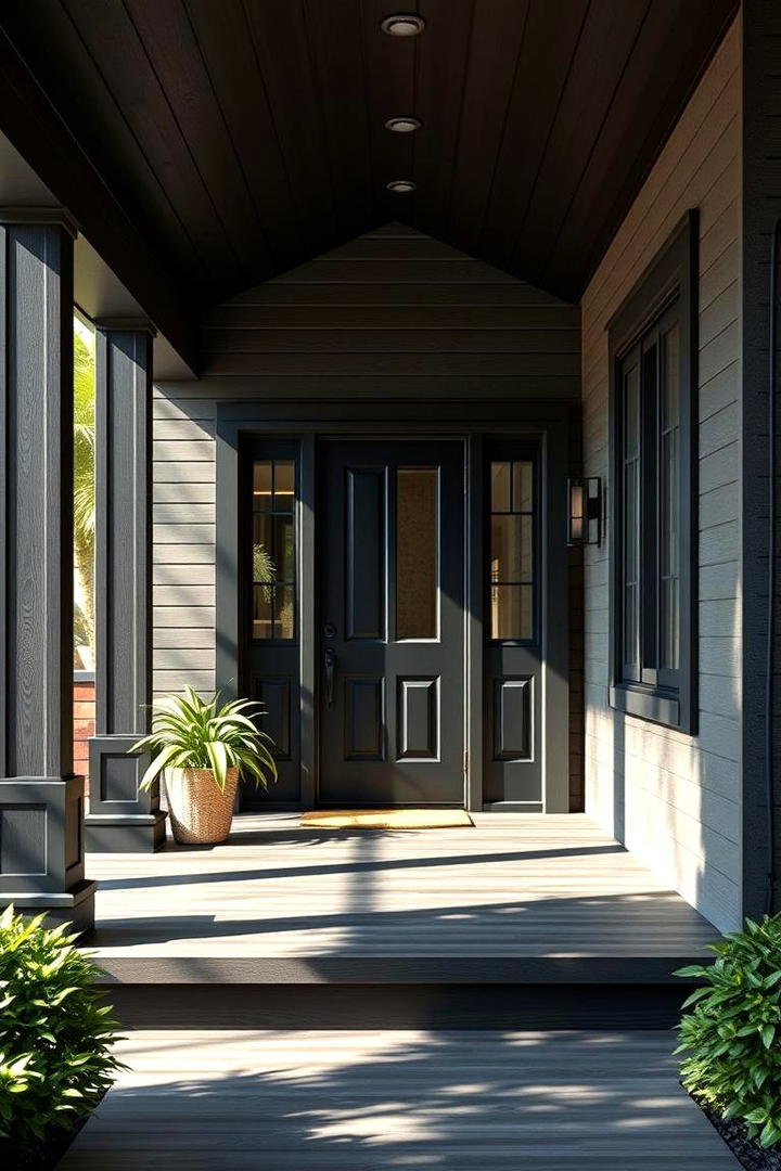 Elegant Black Stained Wood Elements - 30 Black Porch Ideas