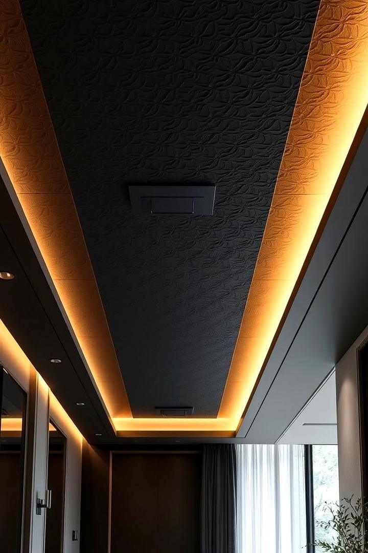 Elegant Black Textured Ceiling - 30 Black Ceiling Design Ideas