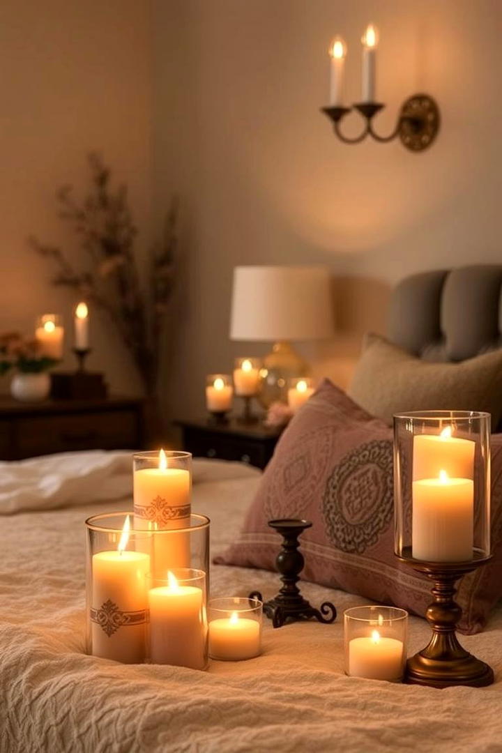 Elegant Candle Displays - 30 Fall Bedroom Decor Ideas