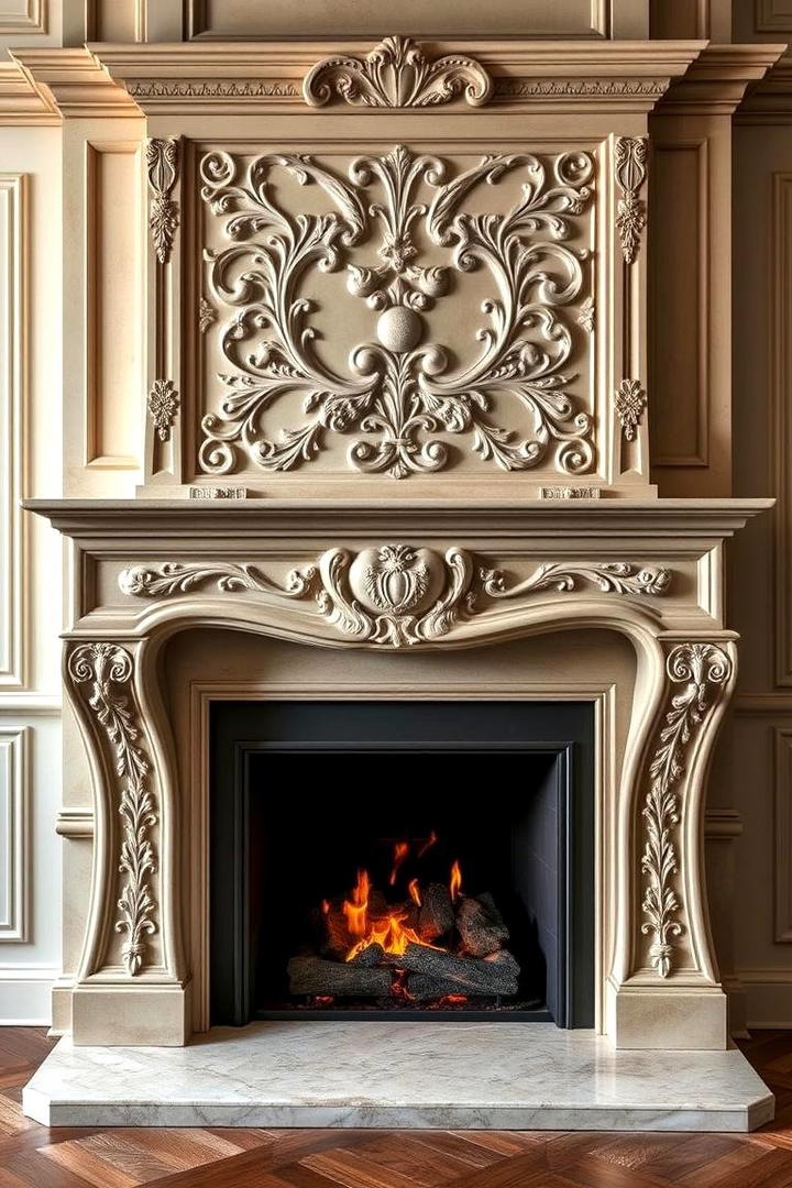 Elegant Carved Details - 30 French Country Fireplace Ideas