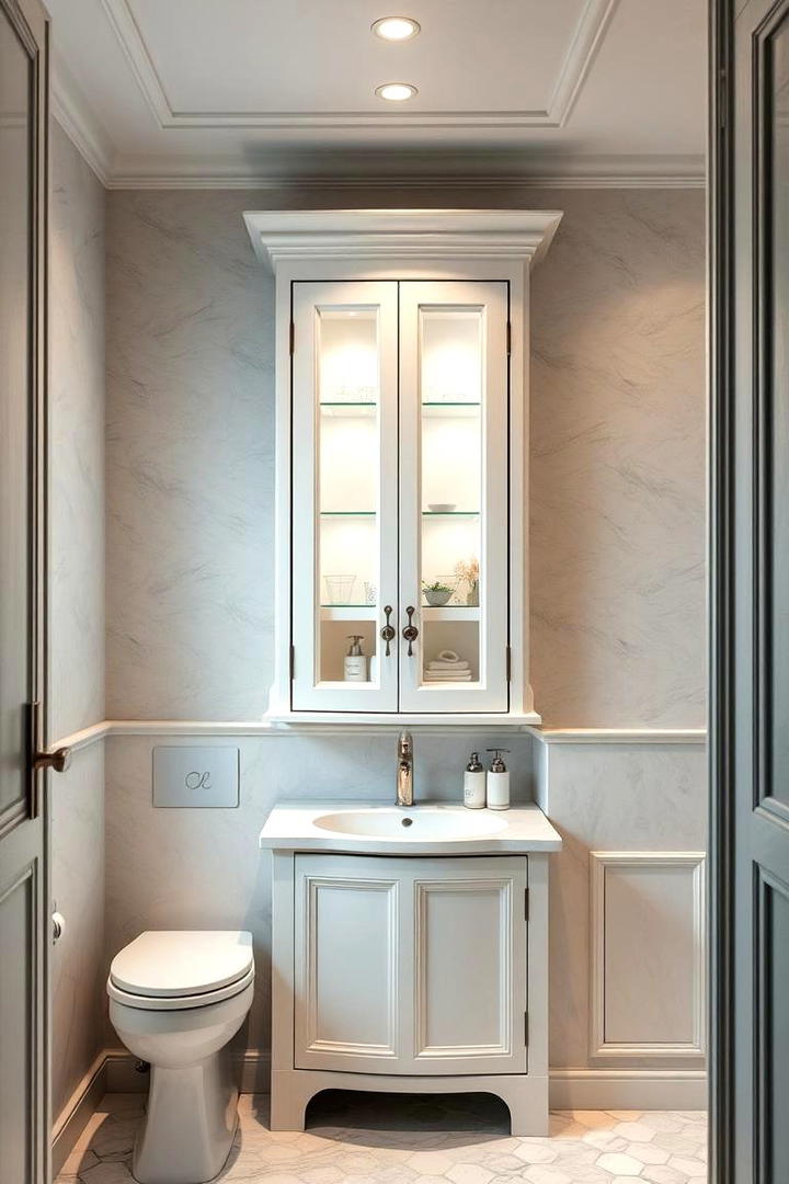 Elegant Corner Cabinet - 30 Bathroom Furniture Ideas