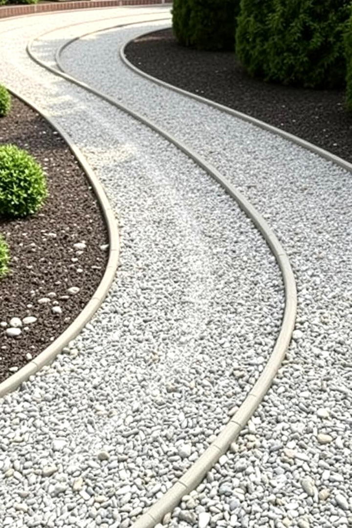 Elegant Curved Gravel Design - 30 Gravel Driveway Ideas