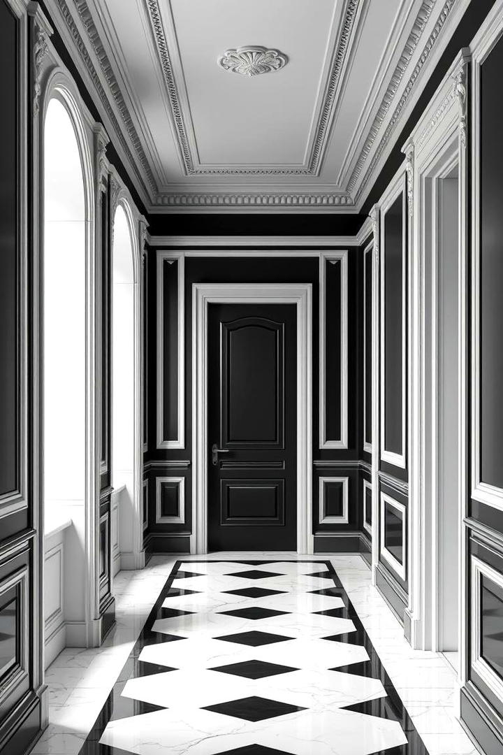 Elegant Decorative Moldings - 30 Black and White Hallway Ideas