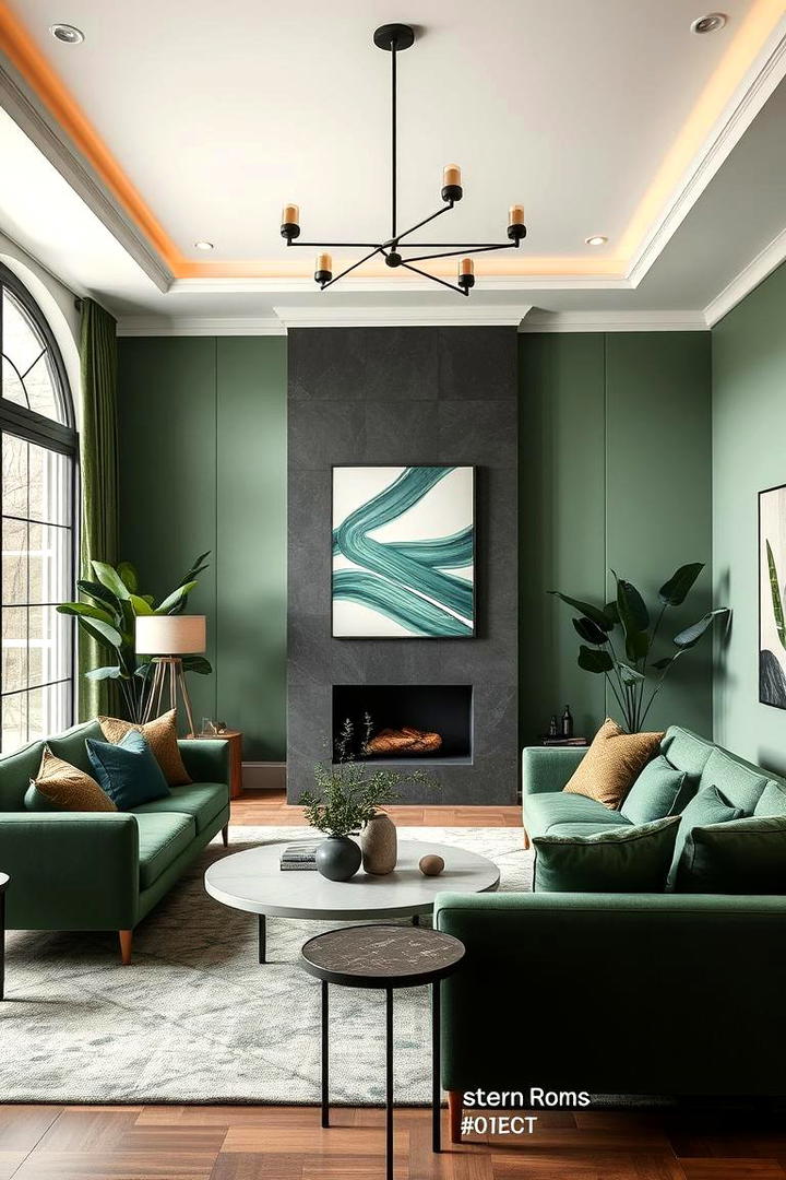 Elegant Eco Aesthetics - 30 Forest Green Living Room Ideas