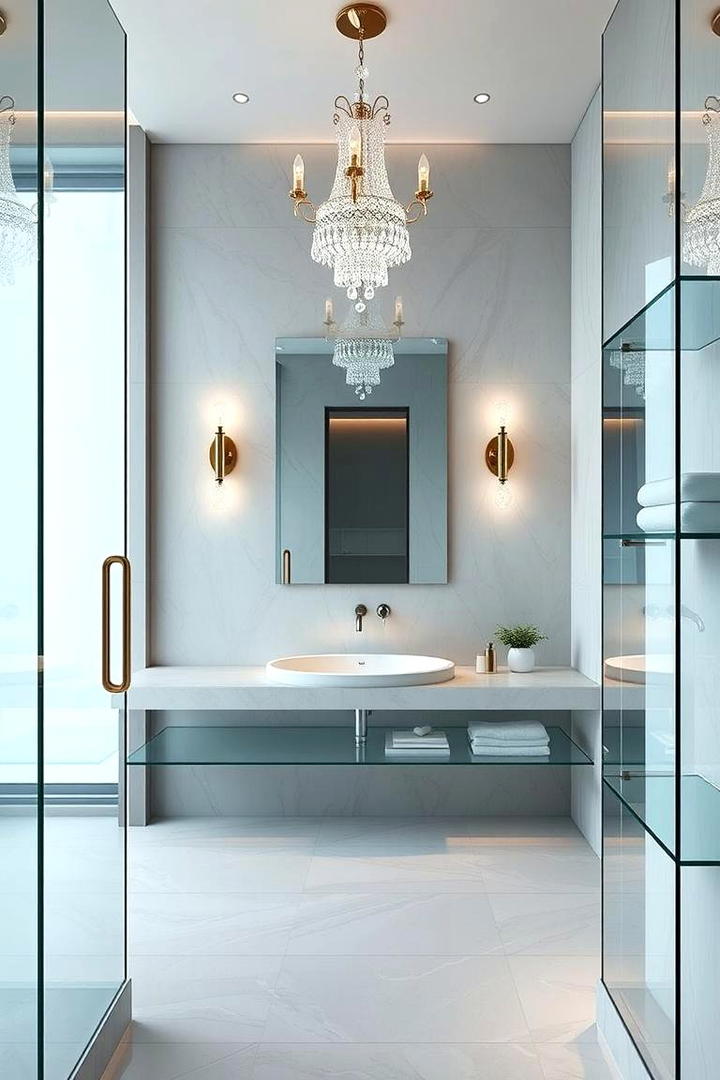 Elegant Glass Accents - 30 Romantic Bathroom Ideas