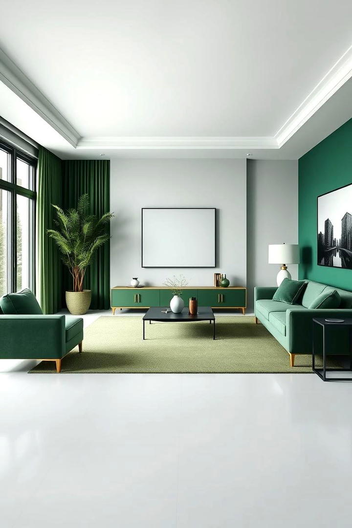 Elegant Green Minimalism - 30 Forest Green Living Room Ideas