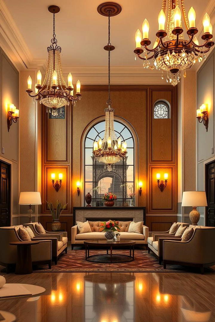 Elegant Lighting Fixtures - 30 Art Deco Living Room Ideas