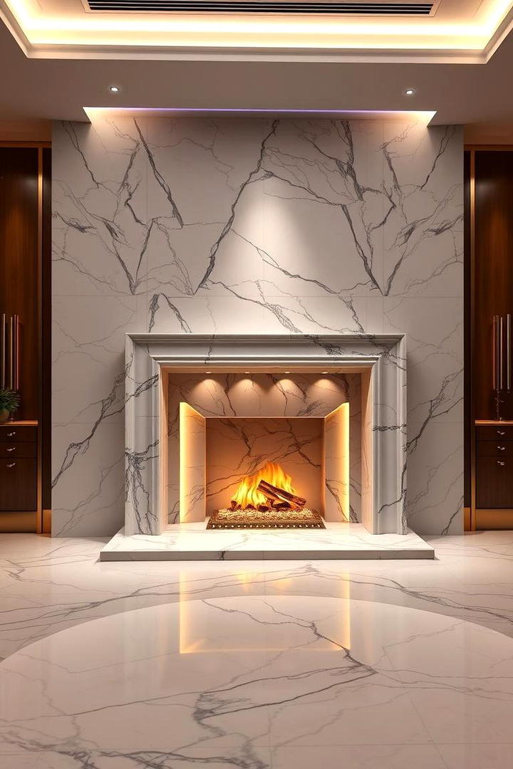 Elegant Marble Faux Fireplace - 30 Faux Fireplace Ideas