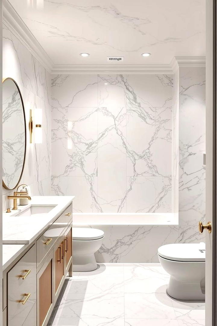 Elegant Marble Finishes - 30 Basement Bathroom Ideas