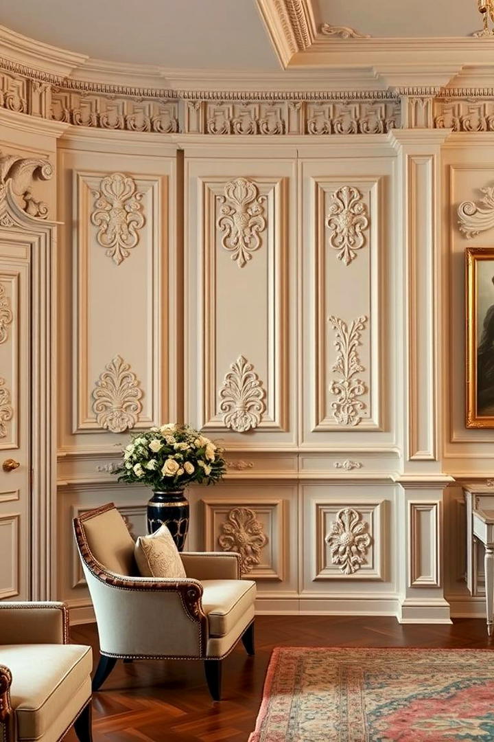 Elegant Ornate Wainscoting - 30 Living Room Wainscoting Ideas