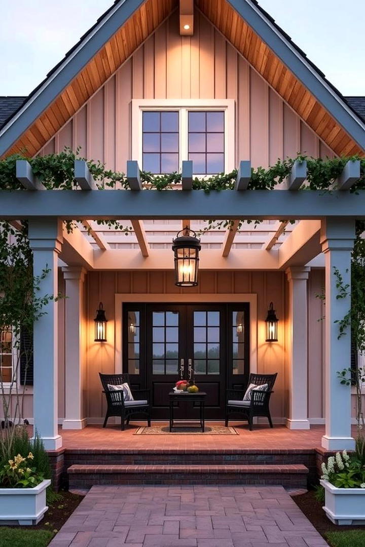 Elegant Pergola Addition - 30 Barndominium Front Porch Ideas