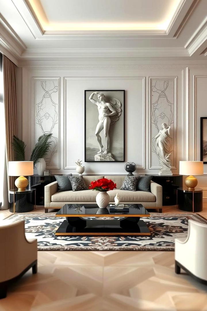 Elegant Sculptural Accents - 30 Art Deco Interior Design Ideas