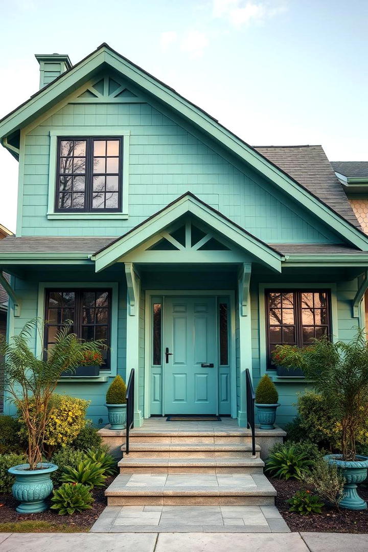 Elegant Teal Green Blend - 30 Green Exterior House Paint Ideas