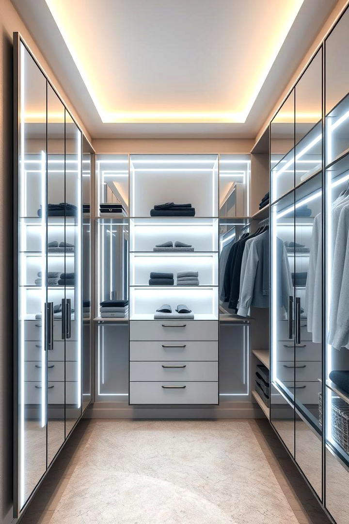 Elegant Walk In Closet Shine - 30 Aesthetic Room Ideas With Led Lights