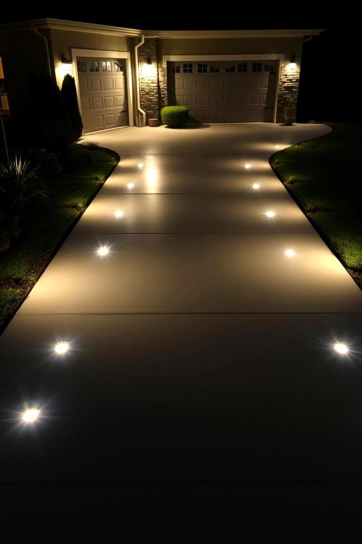 Embedded Lighting Concrete Driveway - 30 Concrete Driveway Ideas