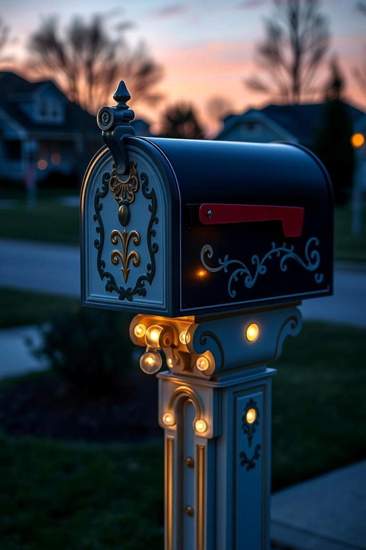 Embellished with Lights Mailbox - 30 Mailbox Decor Ideas