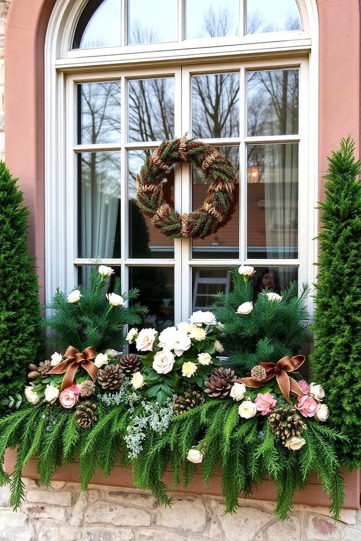 Enchanted Evergreen Elegance - 30 Fall Window Box Ideas