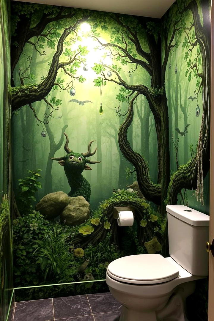 Enchanted Forest Dreamscape - 30 Bathroom Mural Ideas