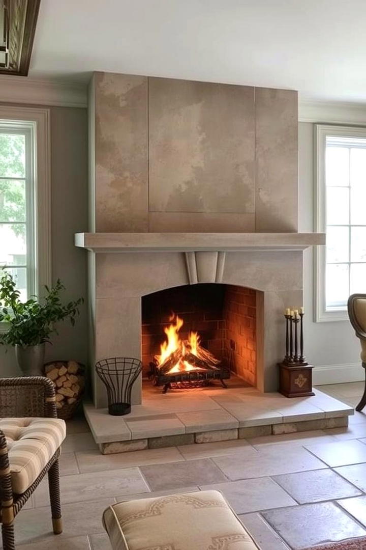 Enchanting Limestone Hearth - 30 French Country Fireplace Ideas