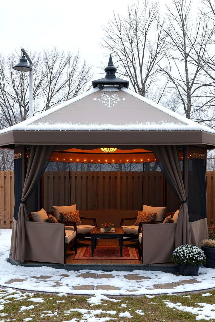 Enclosed Winter Warmth Gazebo - 30 Backyard Gazebo Ideas