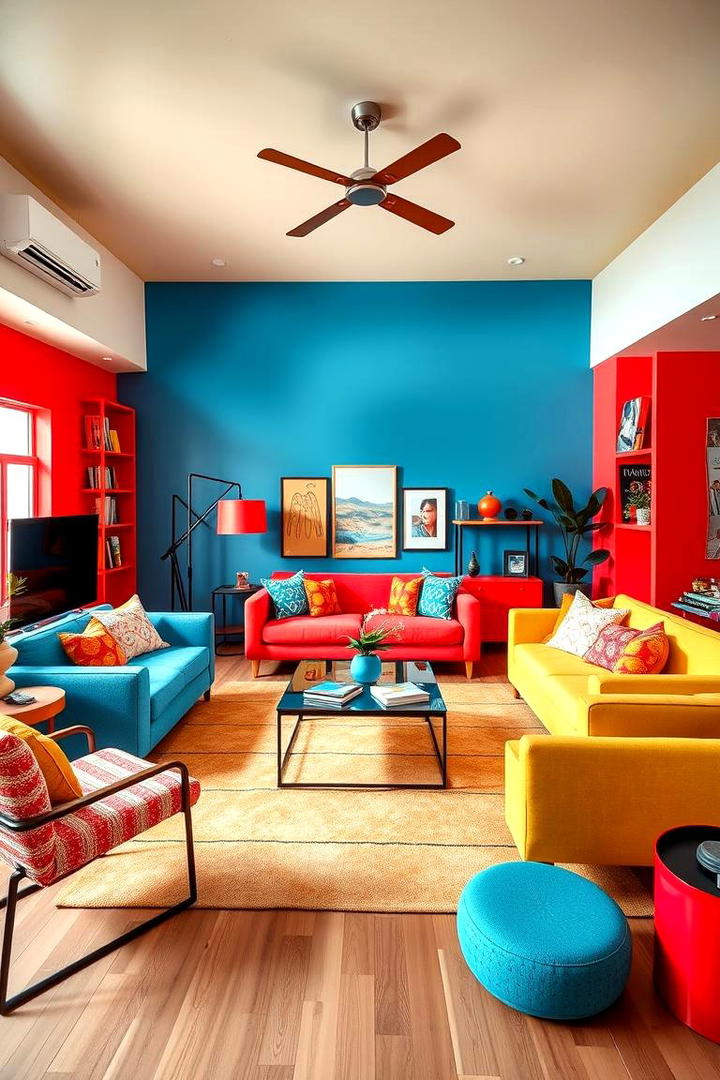 Energetic Primary Colors - 30 Colorful Living Room Ideas