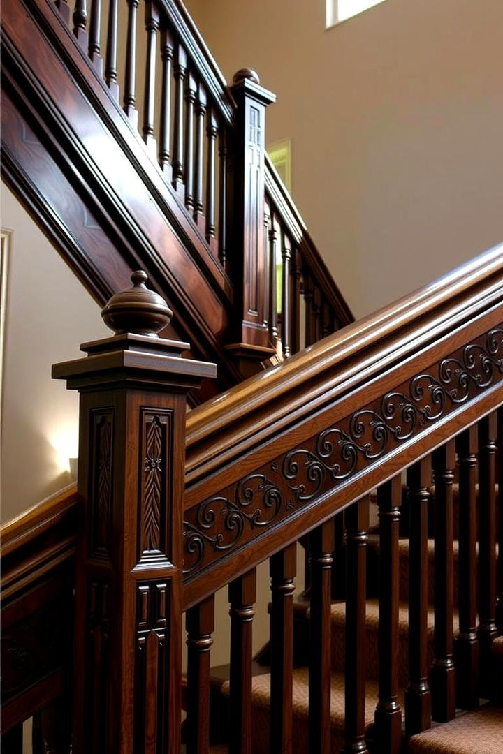 Engraved Decorative Wood Railing - 30 Wood Stair Railing Ideas