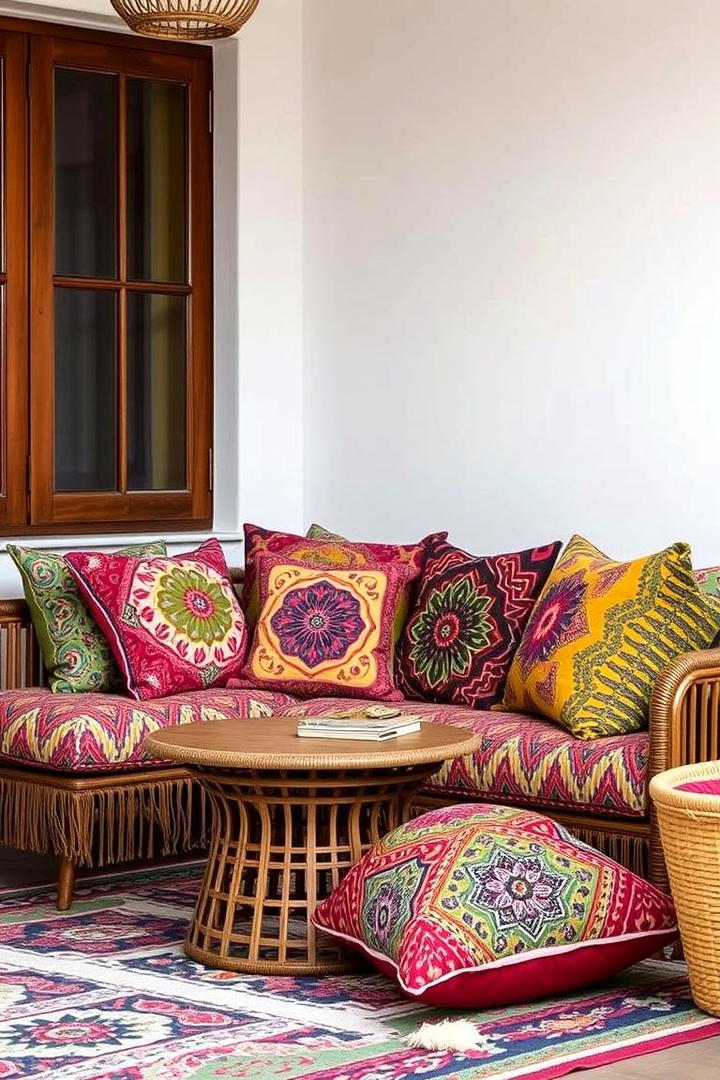 Exotic Patterned Pillows - 30 Boho Decor Ideas