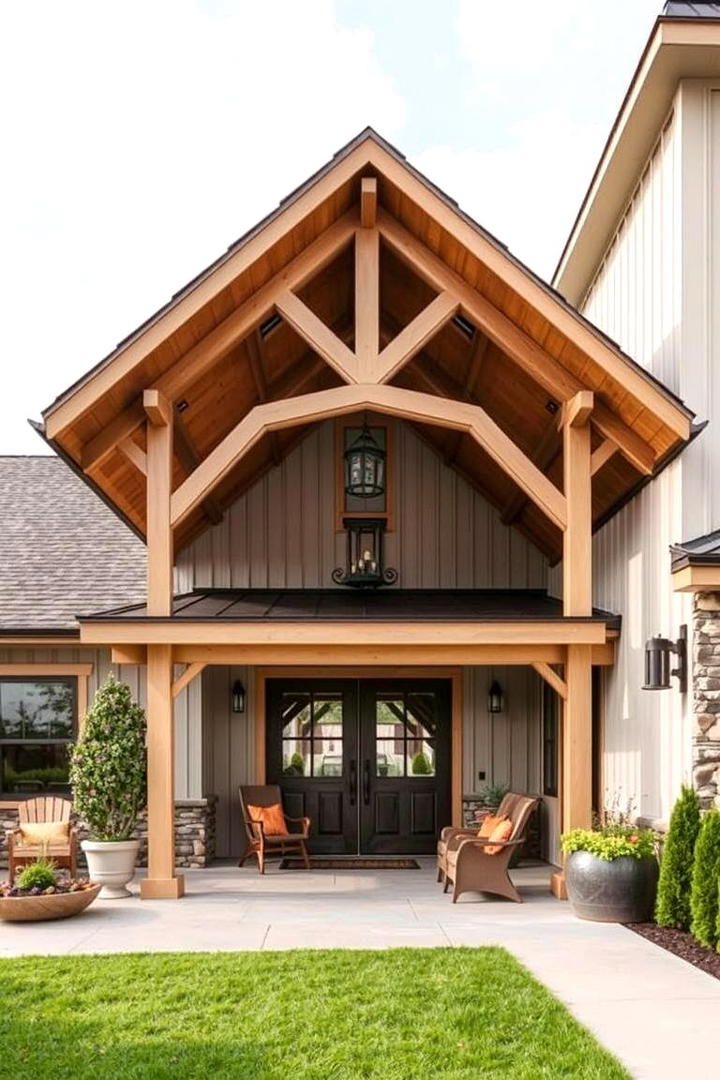 Expansive Canopy Cover - 30 Barndominium Front Porch Ideas