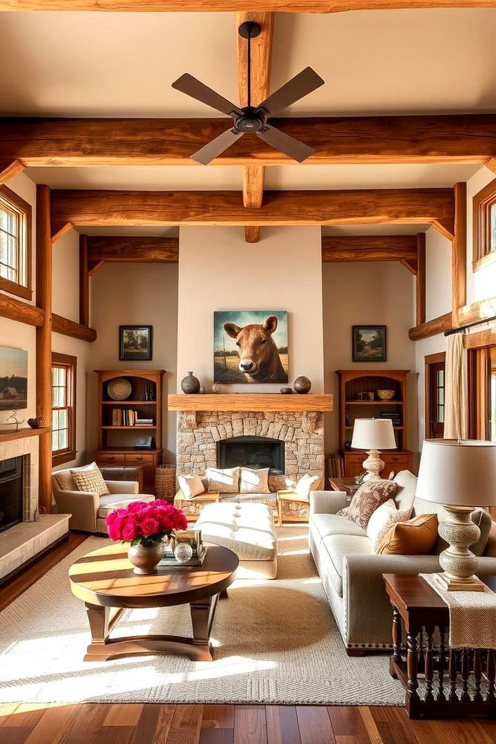 Exposed Beam Interiors - 30 Western Living Room Ideas