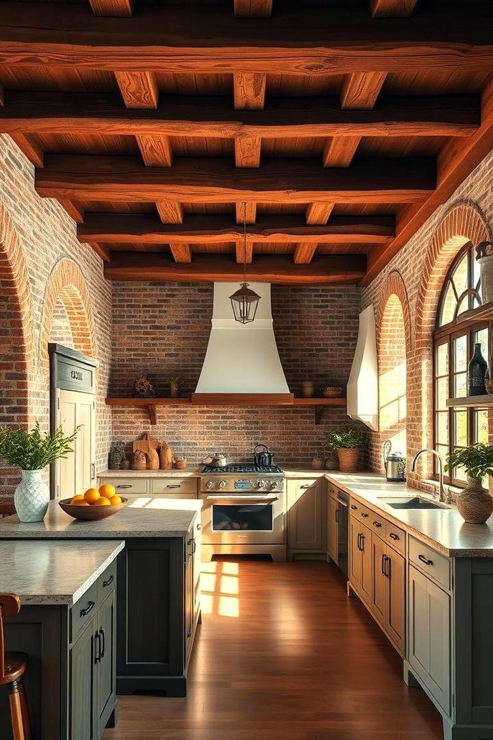 Exposed Beams and Brick Walls - 30 Spanish Style Kitchen Ideas