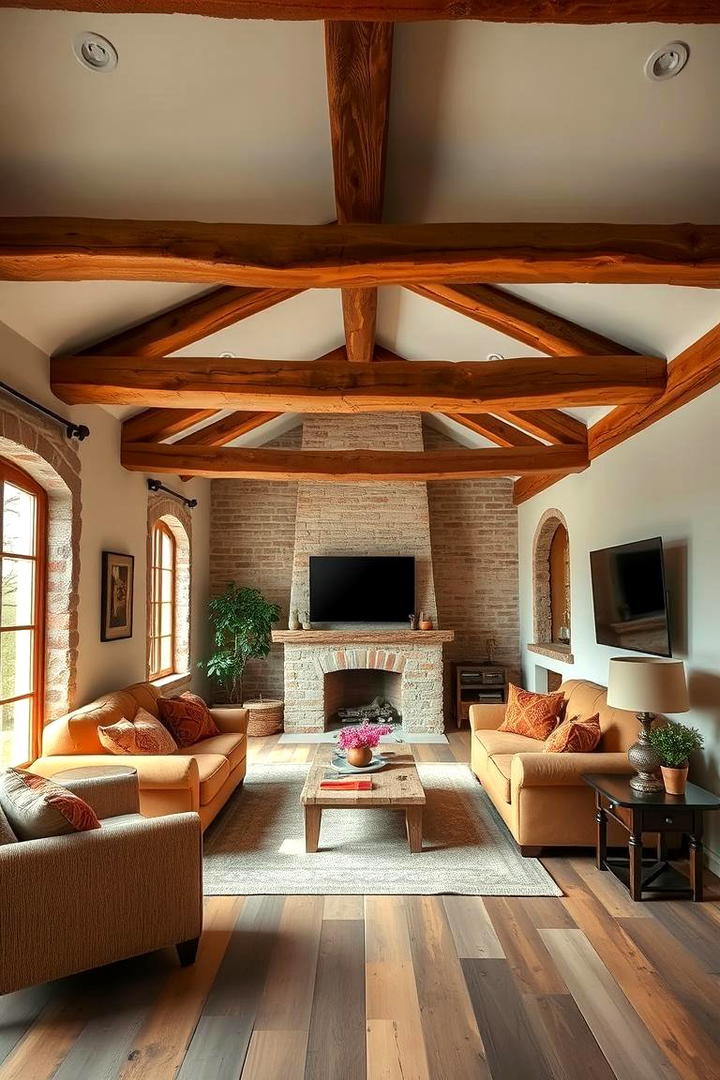 Exposed Wooden Beam Elegance - 30 Small Rustic Living Room Ideas