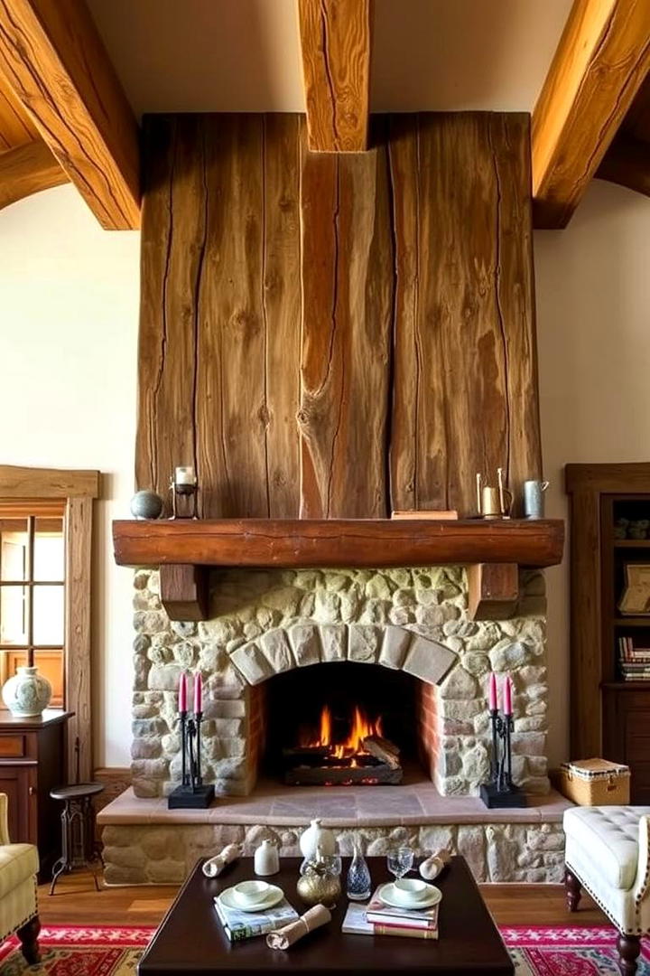 Exposed Wooden Beams - 30 French Country Fireplace Ideas