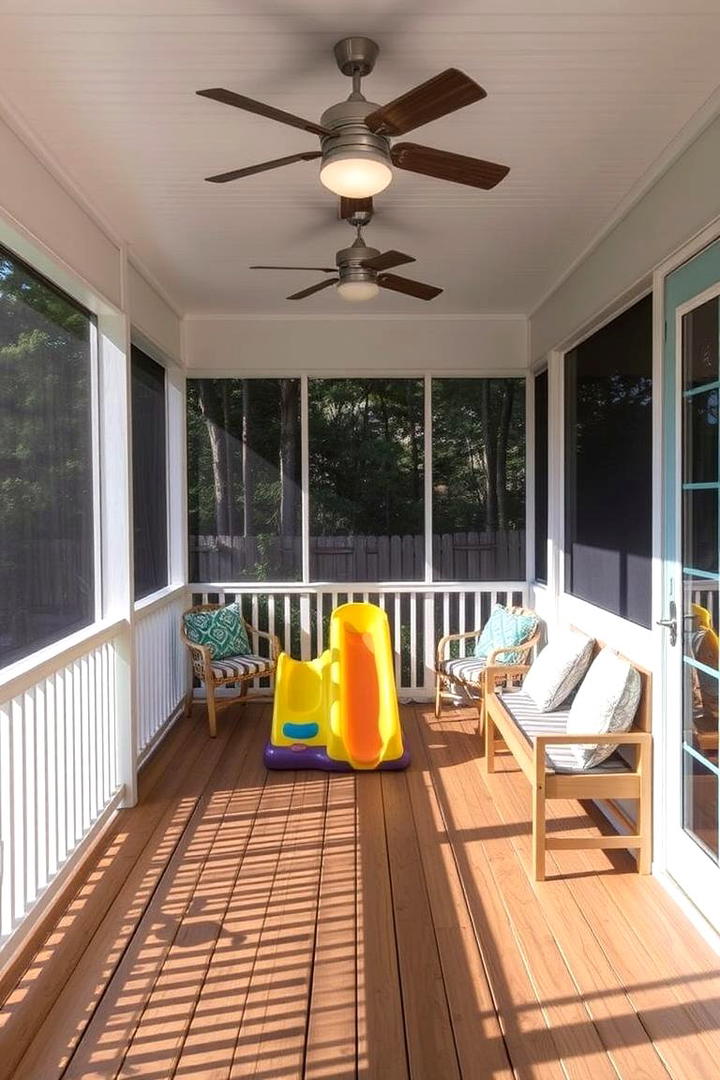 Family Focused Screened in Deck with Play Area - 30 Screened-in Deck Ideas