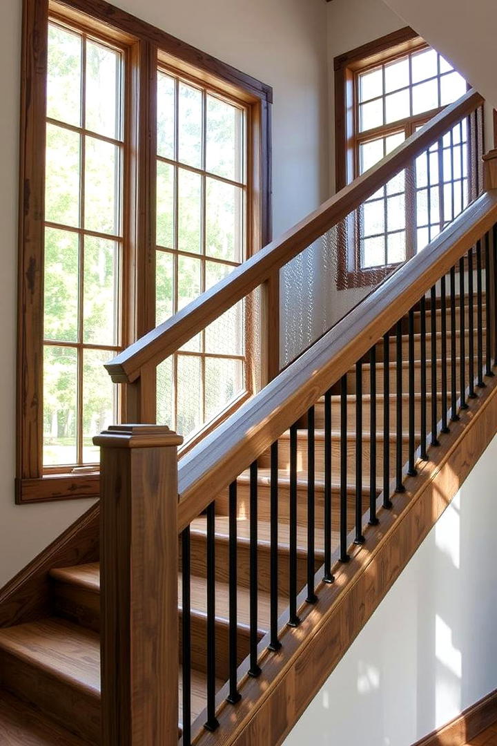 Farmhouse Glass Panels - 30 Farmhouse Rustic Stair Railing Ideas