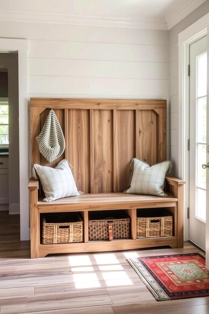 Farmhouse Style Bench with Storage - 30 Entryway Bench Ideas