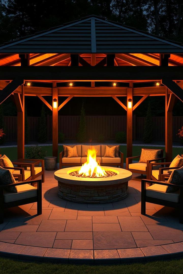 Fire Pit Centered Gazebo - 30 Backyard Gazebo Ideas