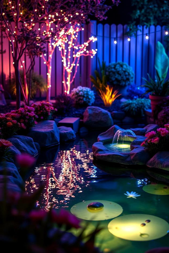 Firefly Illumination Pond - 30 Backyard Pond Ideas