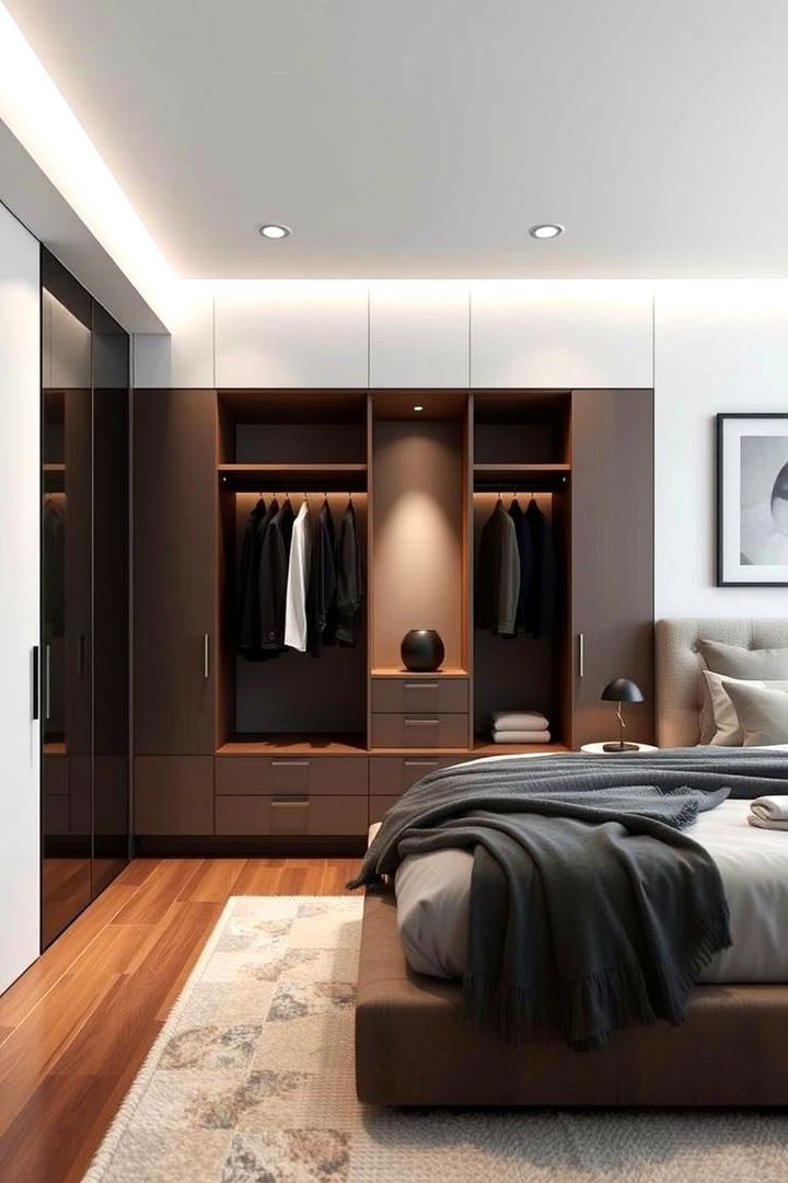 Floating Closet Nook - 30 Built-in Wardrobe Ideas Around a Bed