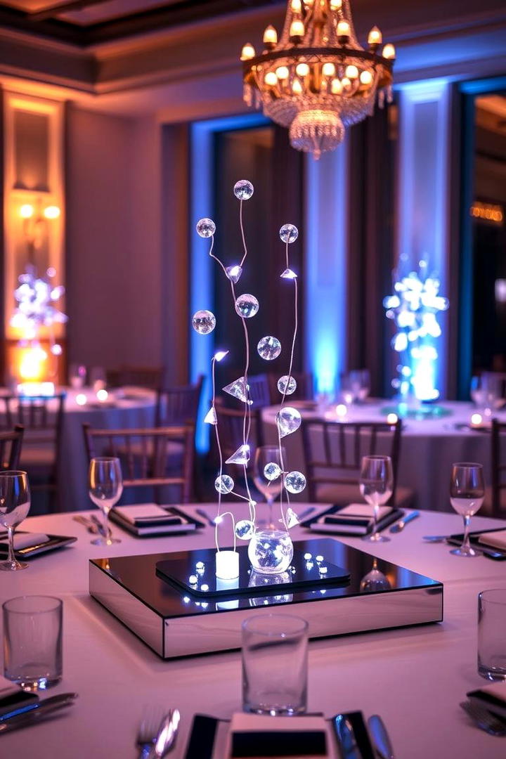 Floating Light Mirror Centerpiece - 30 non-floral wedding centerpiece ideas