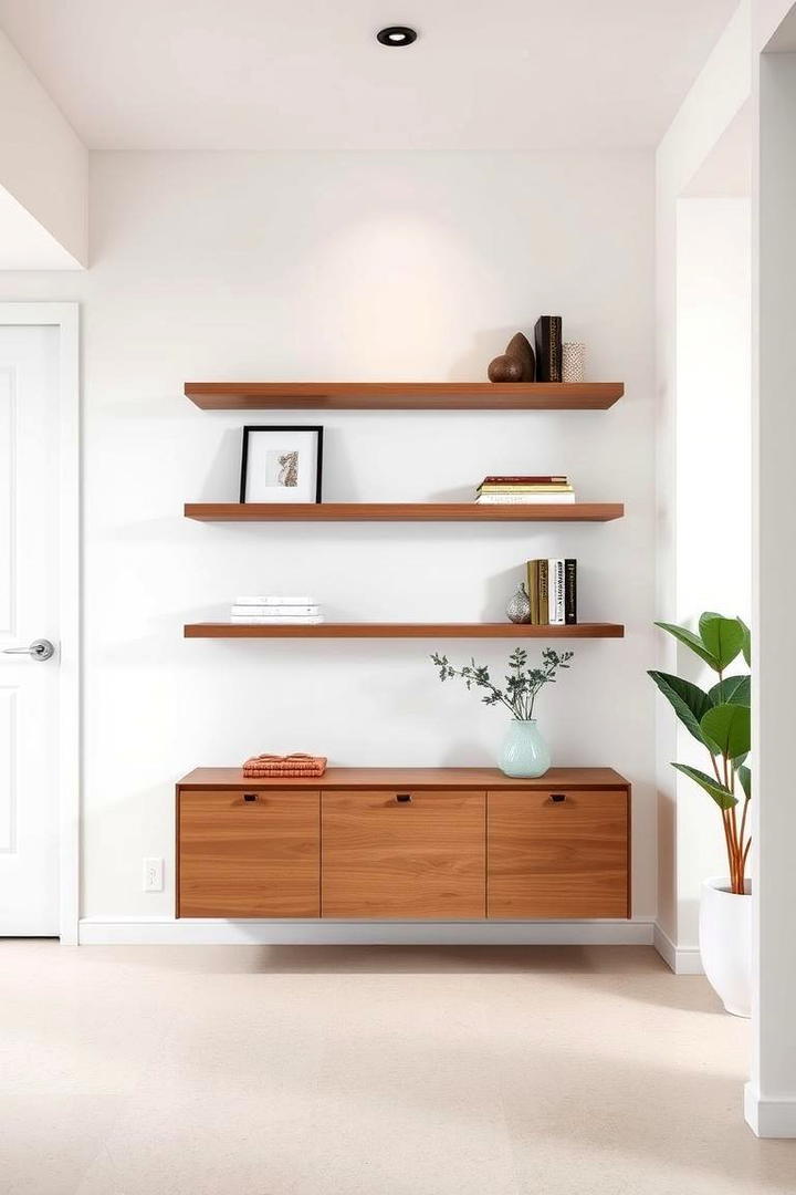 Floating Shelves Display - 30 Entryway Wall Ideas