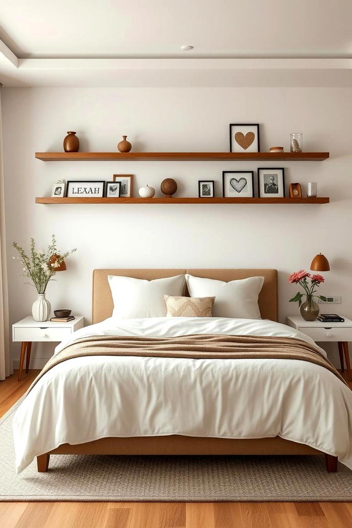 Floating Shelves for Keepsakes - 30 romantic bedroom ideas