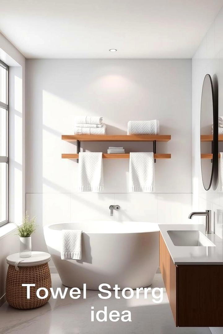 Floating Shelves for Towel Display - 30 Towel Storage Ideas