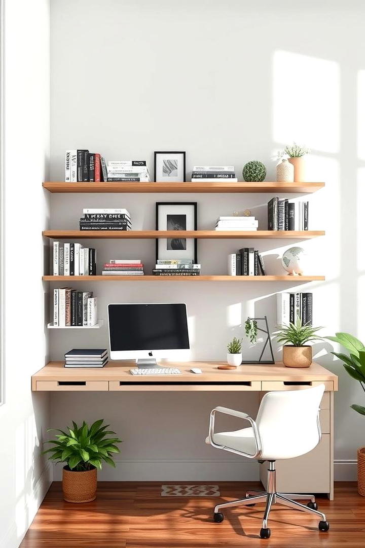 Floating Wall Shelves - 30 Budget Home Office Ideas