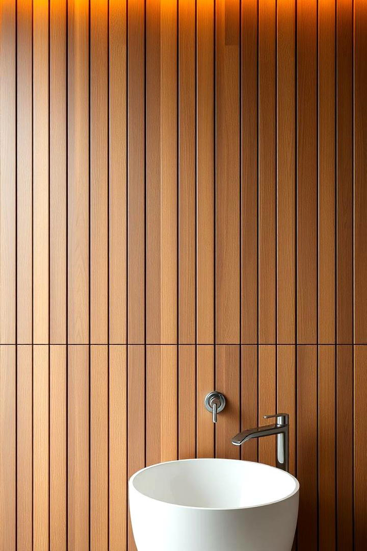 Floating Wooden Slats - 30 Bathroom Wall Ideas